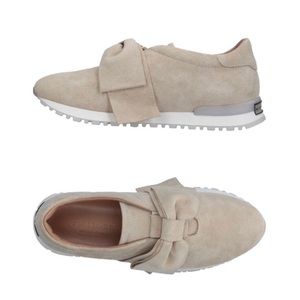 Brand New TWINSET Beige Leather Suede Ribbon Bow Flats Sneakers Shoes Size 37 EU